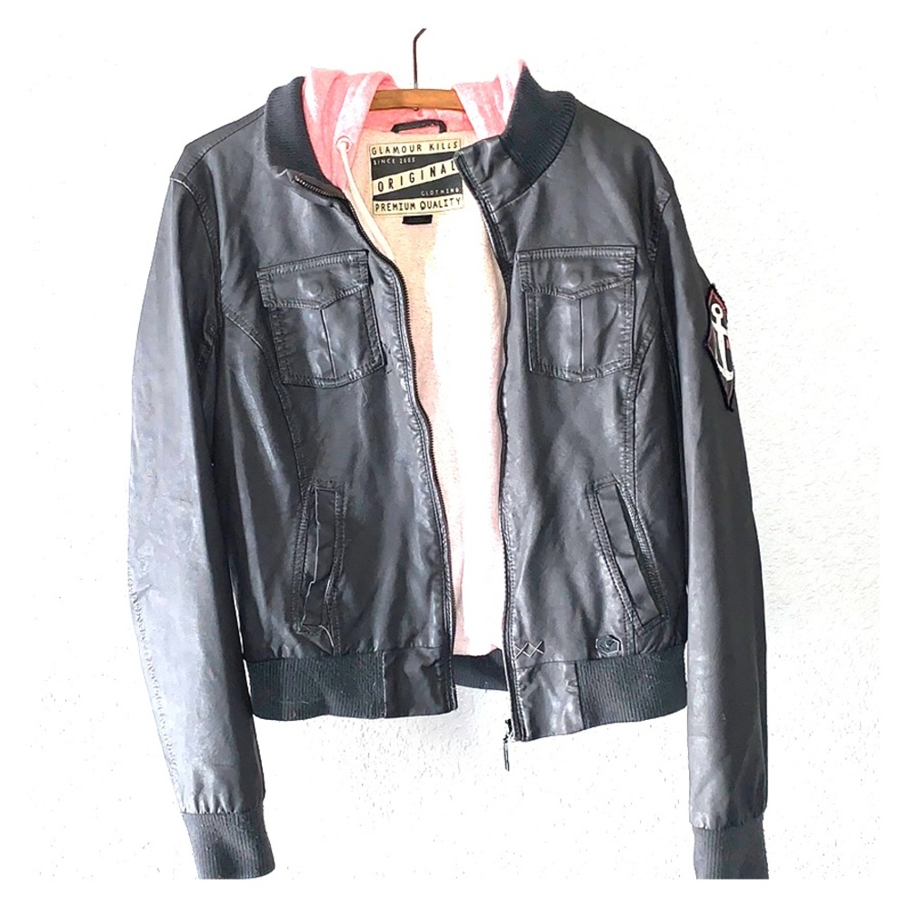 Hooded leather jacket